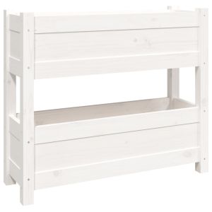 vidaXL jardinera de madera maciza de pino blanco 77x25x66 cm