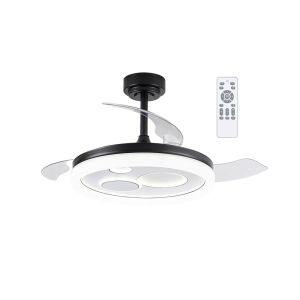 Ventilador de techo retráctil con luz LED 50w raina negro cct dim ø106cm