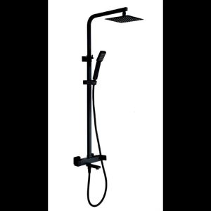 Conjunto columna de bañera y ducha con grifería termostática color negro