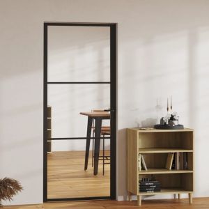 Puerta interior vidrio esg y aluminio negro 83x201,5 cm wef4214