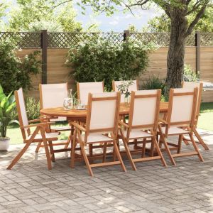 vidaXL juego comedor de jardín 9 pzas madera maciza acacia y textileno