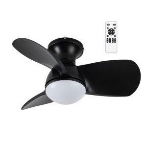 Ventilador de techo pequeño con luz LED 20w mancado negro 3cct dim ø64cm