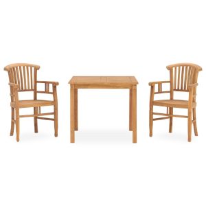 vidaXL juego de comedor de jardín 3 piezas madera maciza de teca