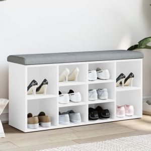 Banco zapatero madera de ingeniería blanco 102x32x50 cm esxt1196