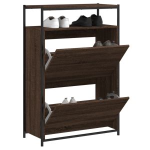 Zapatero de madera de ingeniería roble marrón 75x34x112 cm