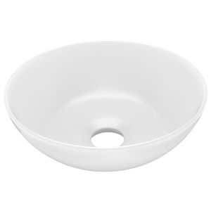 vidaXL lavabo de cuarto de baño redondo cerámica blanco mate