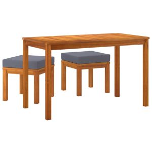 vidaXL set de comedor para jardín 3 piezas con cojines madera acacia