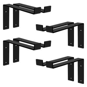 Set de 8x soporte de estante 250 x 145 x 40 mm negro