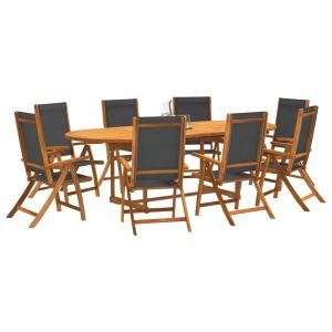 vidaXL juego comedor de jardín 9 pzas madera maciza acacia y textileno