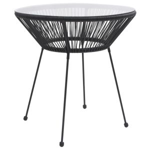 Mesa de comedor de jardín acero y vidrio negra ø70x74 cm