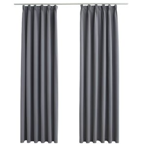 vidaXL cortinas opacas con ganchos 2 unidades gris 140x175 cm