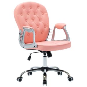 vidaXL silla de oficina giratoria de cuero sintético rosa