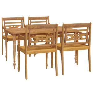 vidaXL juego de comedor para jardín 5 piezas madera maciza de teca