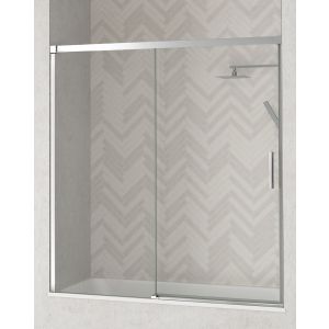 Mampara bañera de 1 fijo 1 puerta | cromo brillo 155cm