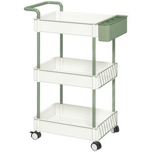 Carrito de almacenamiento pp, acero color blanco 50x29.4x77 cm Homcom