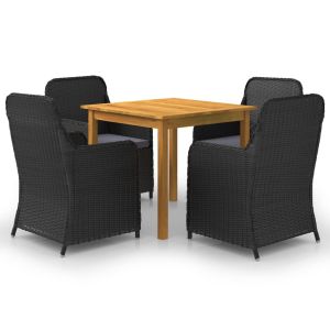 vidaXL juego de comedor para jardín 5 piezas negro