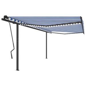 vidaXL toldo automático con LED sensor de viento azul blanco 4,5x3,5 m