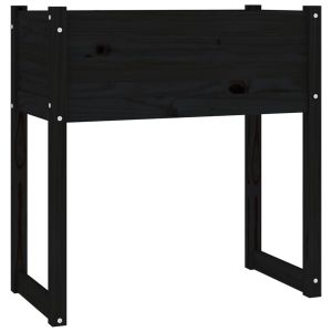 vidaXL jardinera madera maciza de pino negro 78x40x81 cm