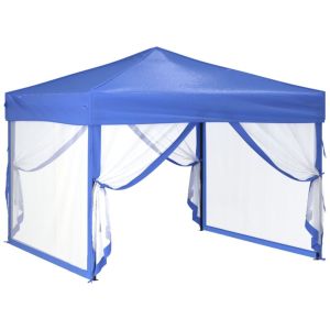 Carpa para fiestas plegable con paredes laterales azul 3x3 m