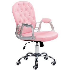 Silla de oficina piel sintética rosa princess