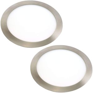 2x downlight LED 18w, empotrable, blanco 4200k, 1440 lm, ip20 acabado acero