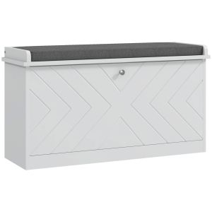 Banco zapatero mdf, poliéster color blanco 80x26x44.5 cm Homcom