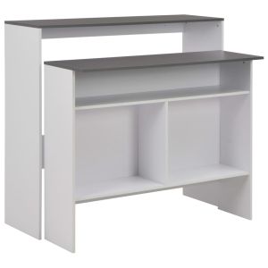 vidaXL mesa de bar con 2 tableros blanco y gris 130x40x120 cm