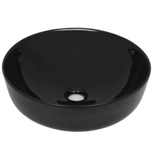 vidaXL lavabo redondo de cerámica negro 41,5x13,5 cm