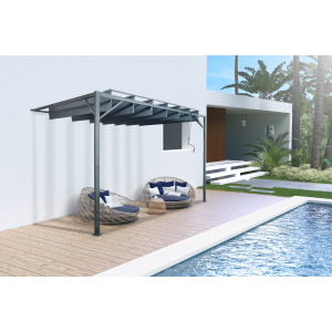 Pérgola bioclimática adosada bahia 300l300 gris antracita