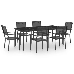 vidaXL juego de comedor para jardín 7 piezas acero