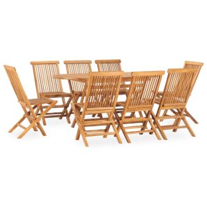 vidaXL set de comedor de jardín plegable 9 pzas madera maciza de teca