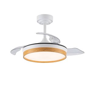 Ventilador dc doñana s blanco/haya LED cct regulable y dimable akunadecor