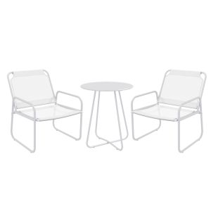 Muebles de jardín acero, plástico color blanco 63x57x82 cm Outsunny