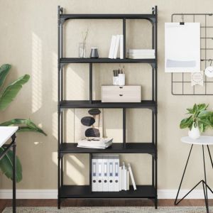 Librería de 5 estantes madera de ingeniería negro 76x32x158 cm