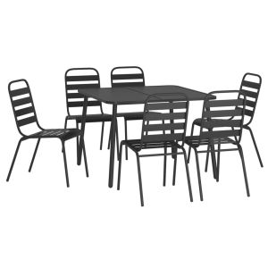 vidaXL juego de comedor de jardín 7 piezas acero gris antracita