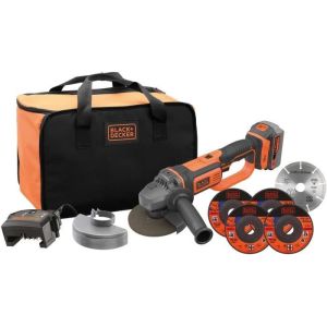 Amoladora inalámbrica - black & decker - bcg720m1a5-qw - 18 v + 5 discos +