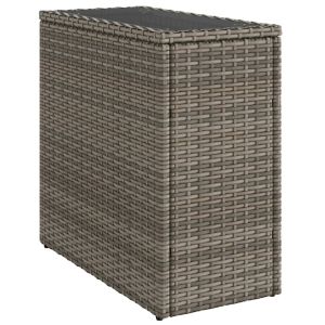 vidaXL mesa auxiliar jardín tapa vidrio ratán pe gris 58x27,5x55 cm