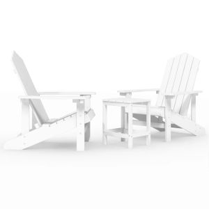 vidaXL sillas de jardín adirondack con mesa hdpe blanco