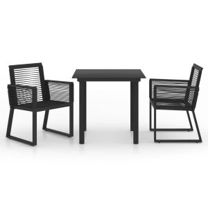 vidaXL juego de comedor de jardín 3 piezas ratán PVC negro