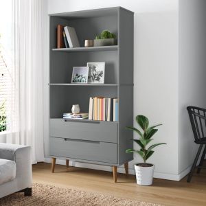 Librería molde madera maciza de pino gris 85x35x170,5 cm