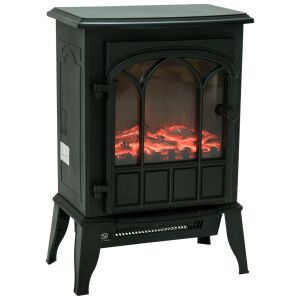 Chimenea eléctrica acero y vidrio templado 39x23x56,5cm Homcom