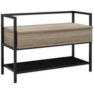 Banco zapatero melamina de madera, acero color marrón 84x39.5x61 cm Homcom