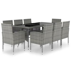 vidaXL set comedor jardín 9 pzas ratán sintético gris antracita y gris