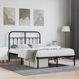 Cama 120x190 cm con cabecero metal negro