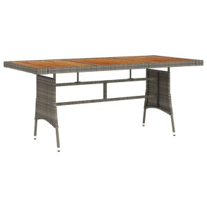 vidaXL mesa de jardín ratán pe y acacia maciza gris 160x70x72 cm