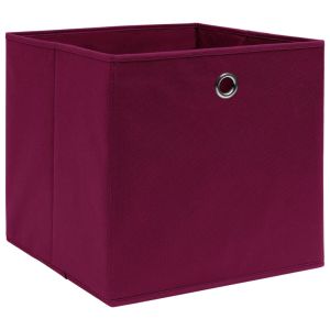 vidaXL caja de almacenaje 4 uds tela no tejida rojo oscuro 28x28x28 cm