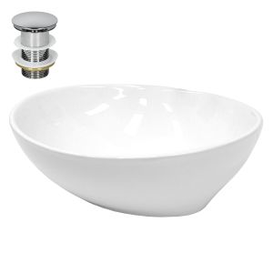 Lavabo cerámico ovalado 410 x 330 x 142 mm blanco ecd germany