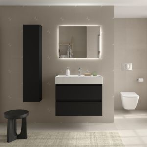 Mueble baño bequia 100cm + lavabo cerámica| negro |100x45x66