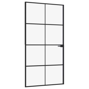 vidaXL puerta interior vidrio templado y aluminio negro 102x201,5 cm