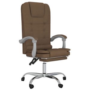 vidaXL silla de oficina reclinable con masaje de tela marrón